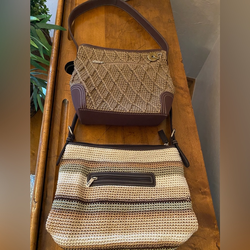 The Sak Lot of 2 Handbags Brown and Tan Woven Bag